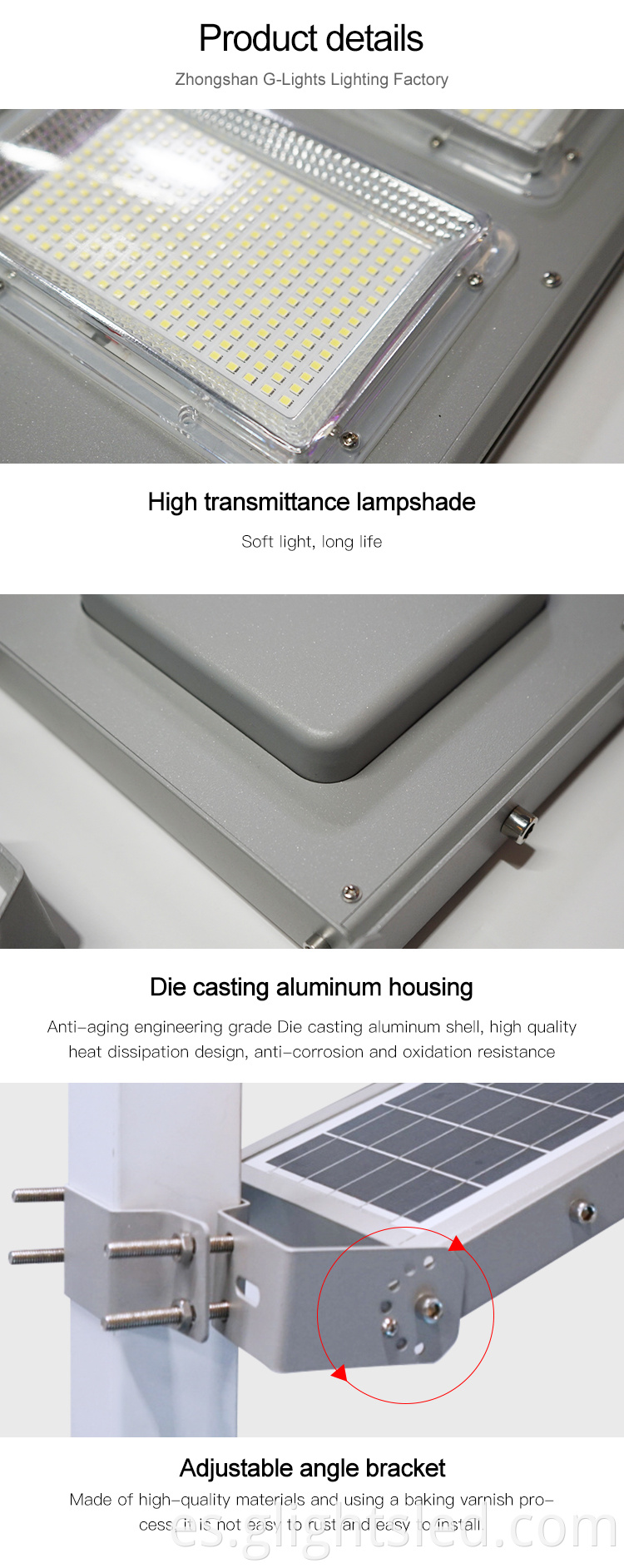 Aluminio impermeable Smd 100w 150w ahorro de energía Ip65 luz de calle llevada solar integrada todo en uno